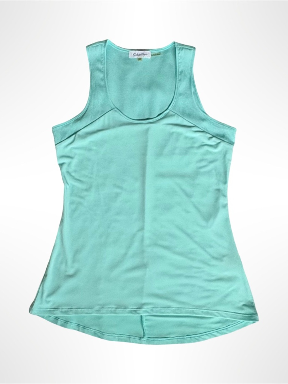 Calvin Klein Aqua Blue Satin Finish Stretchy Cami Tank Top XS